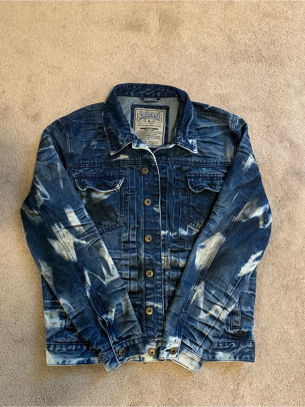 Smokers Club Tie-Dye Denim Jacket - Blue & White